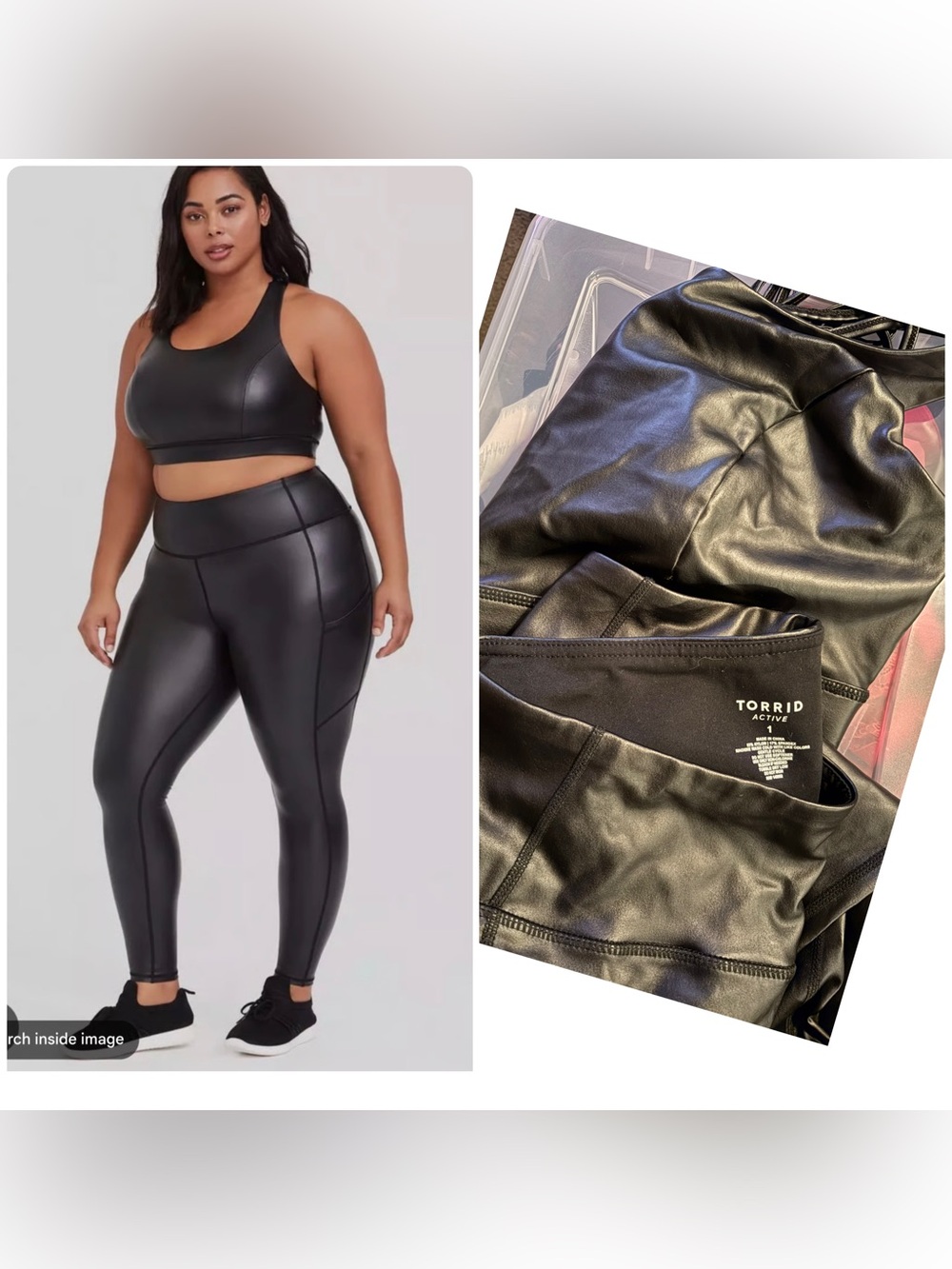 Torrid Black Faux-Leather High-Waist active bra and leggings set